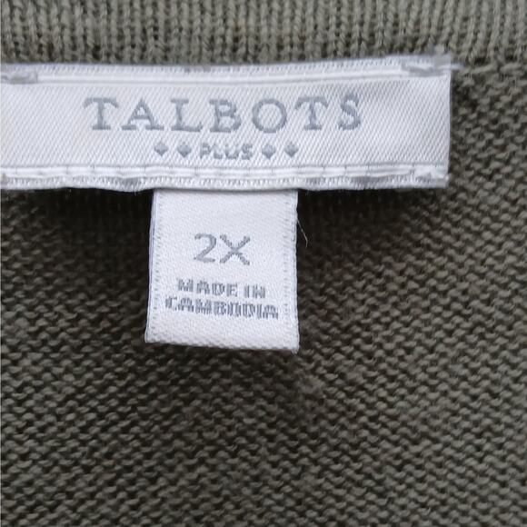 Talbots Long Sleeve Button Front Cardigan Sweater Winter Green Size 2X - Picture 3 of 7
